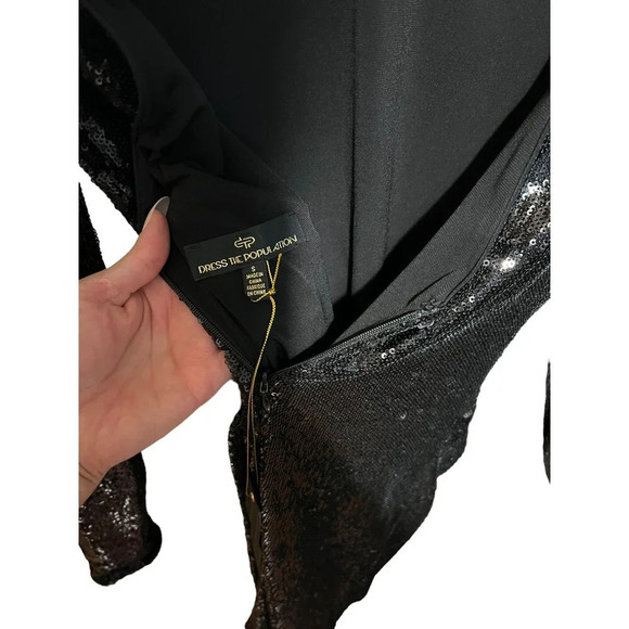 Dress The Population Lolita Sequin Long Sleeve Minidress NWT Size Small - Picture 8 of 8